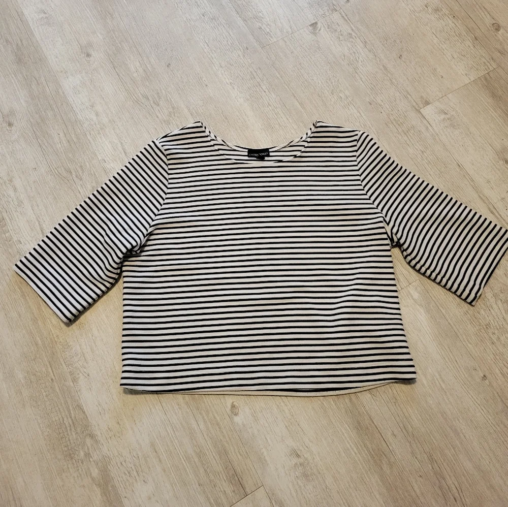 Cynthia Rowley Striped Black + White Crop Top, Large - Picture 8 of 11